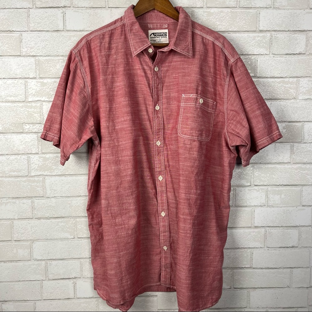 Mountain Khaki Casual Red Wash Chest Pocket Neutral Lightweight Hiking Shirt XXL
